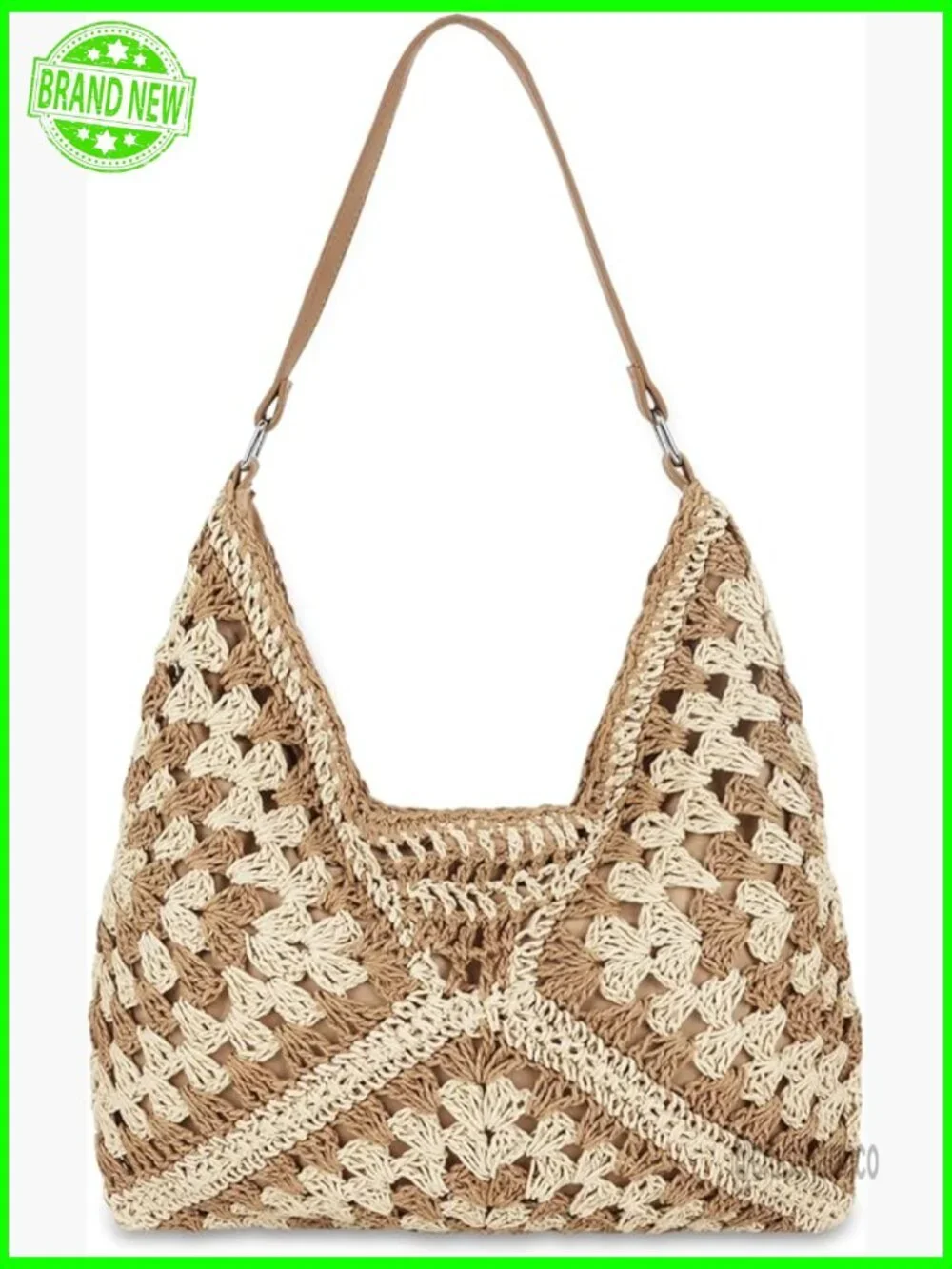 Straw Hobo Tote Bag Adjustable Strap Foldable Travel Beach Bag